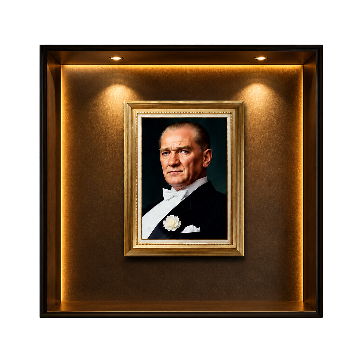 Çerçeveli Deri Atatürk Tablosu