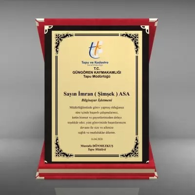 Kadife Kutulu Plaket – ARB-00370 – Plaket - Masa İsimlikleri